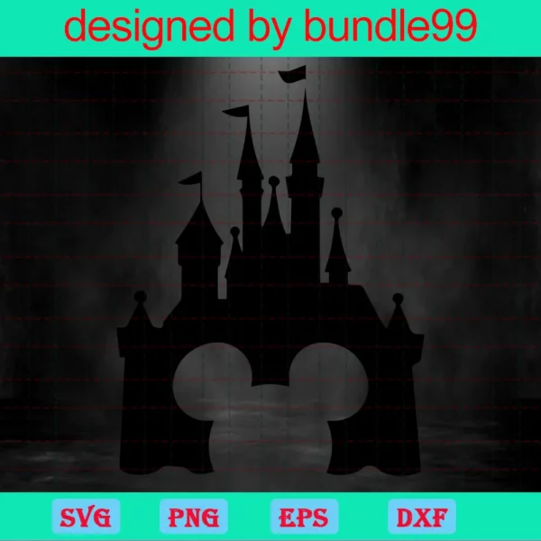 Disney Castle With Mickey Head, Cuttable Svg Files Invert