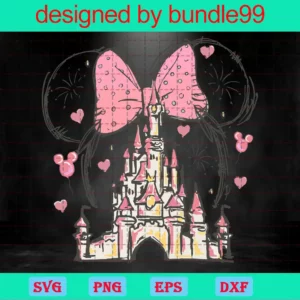 Disney Castle With Minnie Head, Svg File Formats Invert