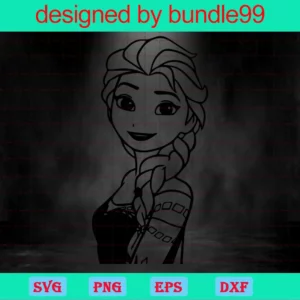 Queen Elsa Clipart, Svg Png Dxf Eps Digital Download Invert