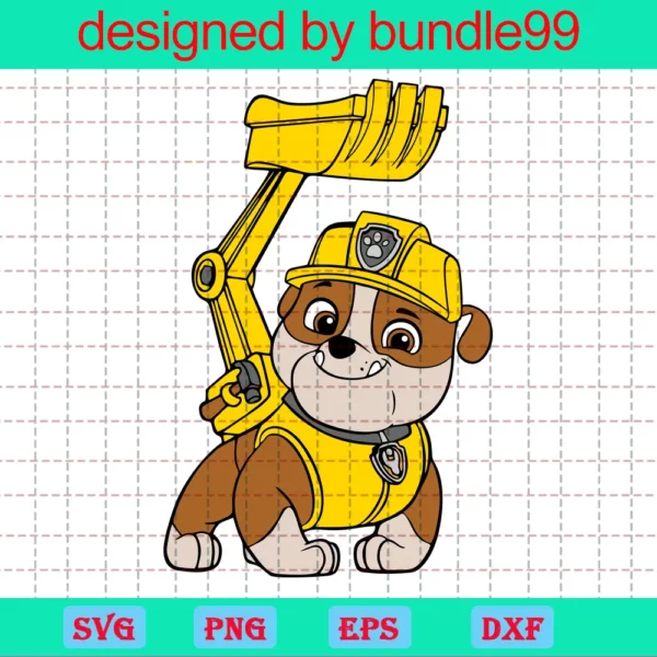 Rubble High Resolution Paw Patrol Clipart, Vector Illustrations